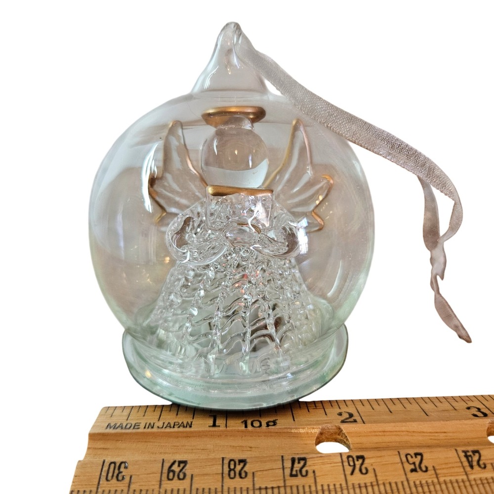 Sorelle Choir Angel Clear Spun Glass Light Up Christmas Ornament Gold Trim 3"